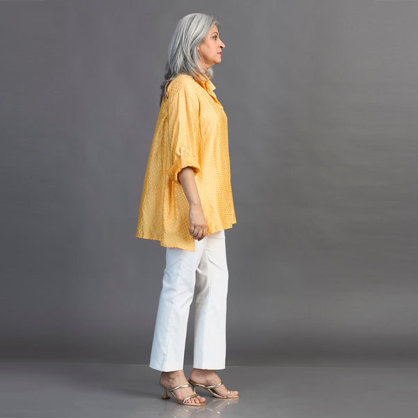 UMI Asymmetric Shirt - Mango Yellow Gold dots (LAST PIECE)