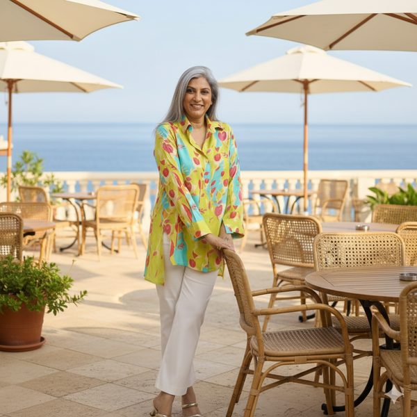 VEDA Shirt - Lime Green Print (PROMO)