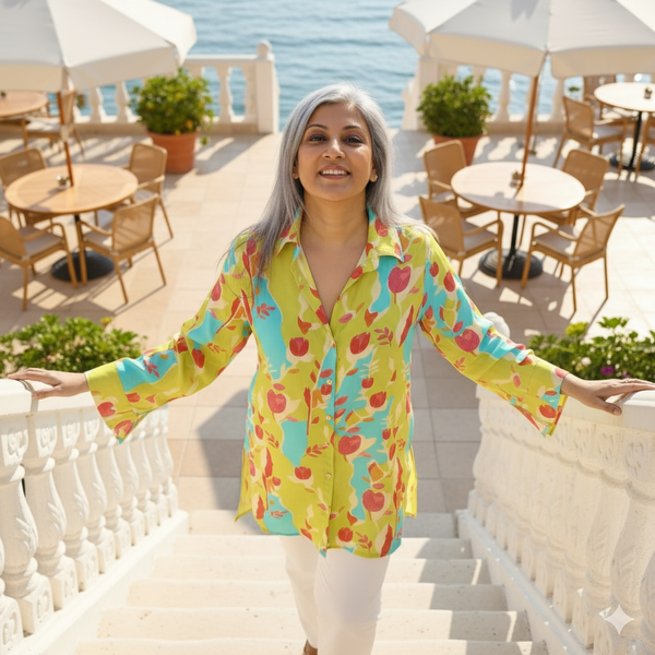 VEDA Shirt - Lime Green Print (PROMO)