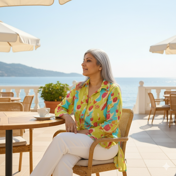 VEDA Shirt - Lime Green Print (PROMO)