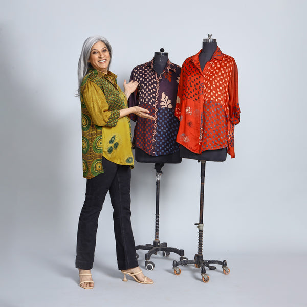 SHIREEN Shirt - HALDI YELLOW Ajrakh Modal Satin (PROMO)