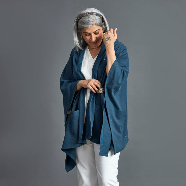 Winter Cape - Teal Blue Kaftan style (SOLD OUT)