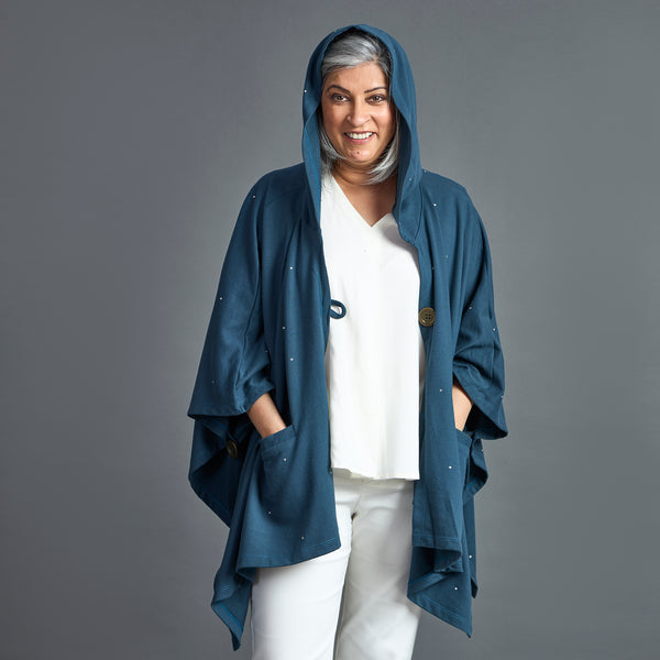 Winter Cape - Teal Blue Kaftan style (SOLD OUT)