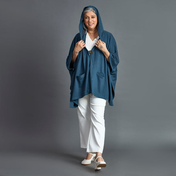 Winter Cape - Teal Blue Kaftan style (SOLD OUT)