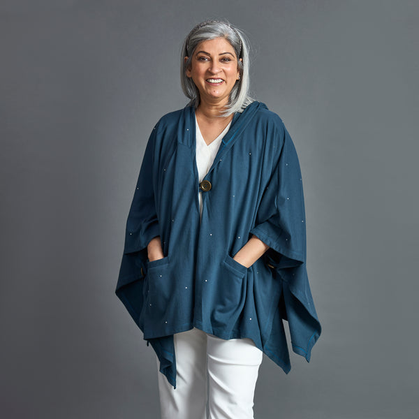 Winter Cape - Teal Blue Kaftan style (SOLD OUT)