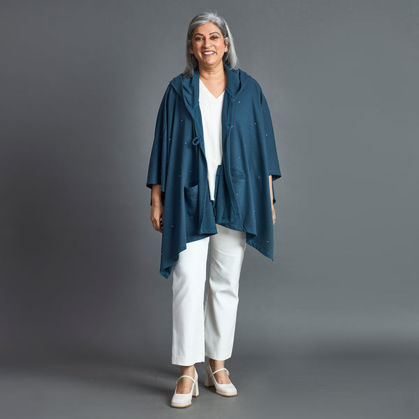 Winter Cape - Teal Blue Kaftan style (SOLD OUT)