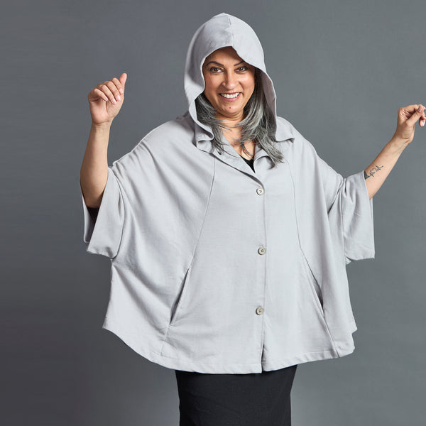 Winter Cape - Grey with Hoodie (LAST PIECE)