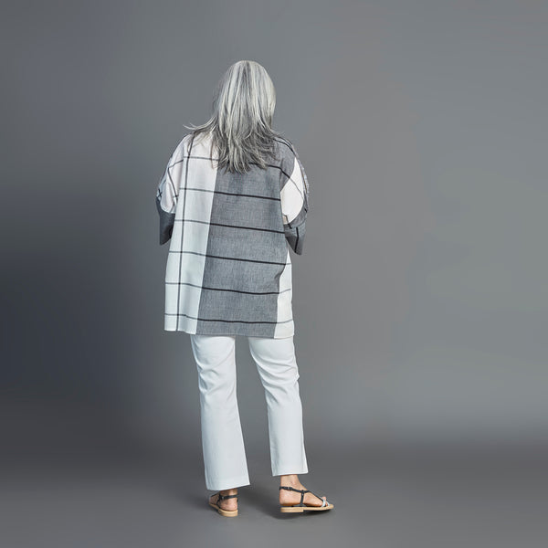 Yoko Oversize Shirt - Ivory & Grey (PROMO)