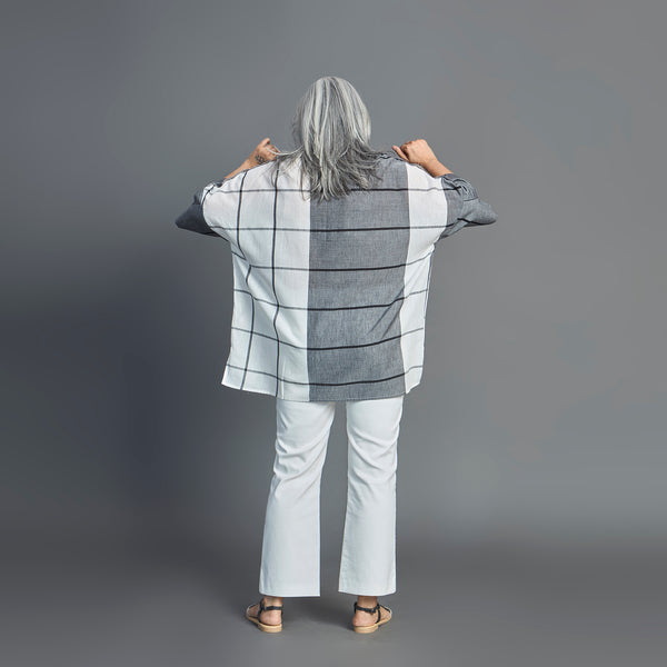 Yoko Oversize Shirt - Ivory & Grey (PROMO)