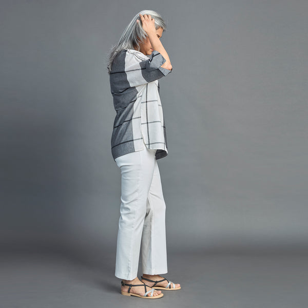 Yoko Oversize Shirt - Ivory & Grey