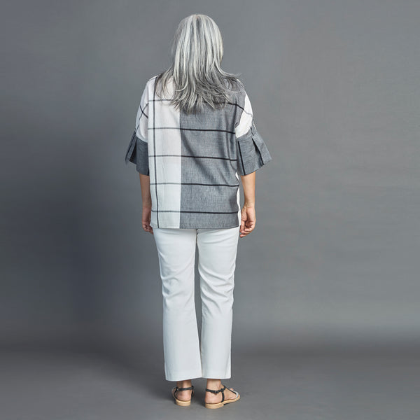 Yoko Oversize Shirt - Ivory & Grey