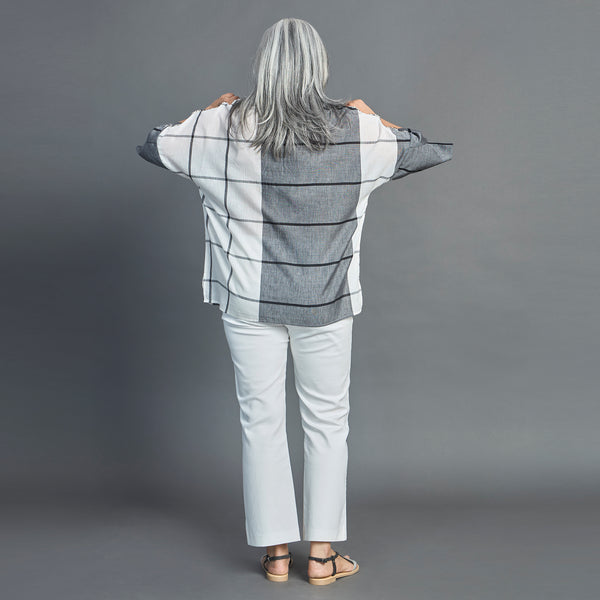 Yoko Oversize Shirt - Ivory & Grey