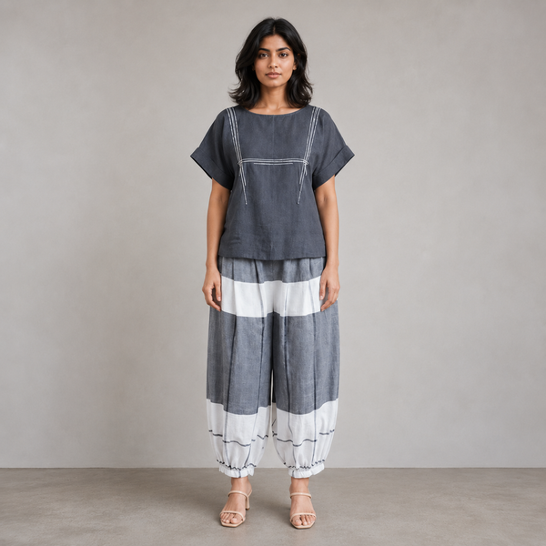 Koji Balloon Pants Set - Grey Checks