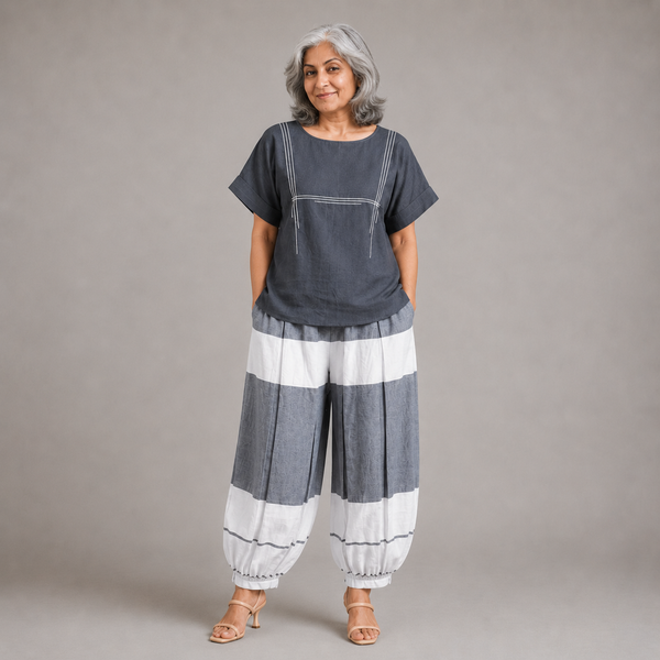 Koji Balloon Pants Set - Grey Checks