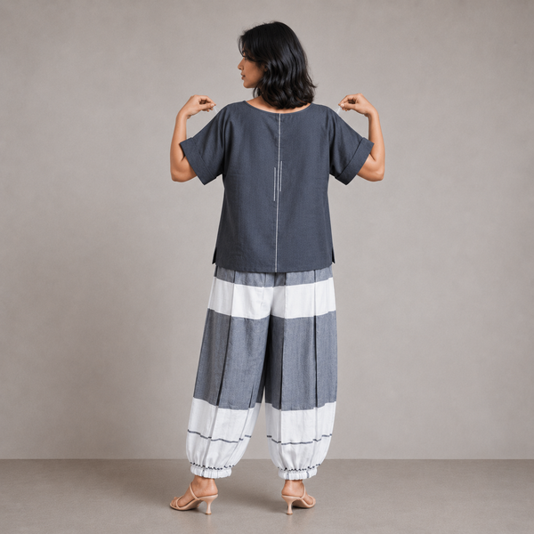 Koji Balloon Pants Set - Grey Checks