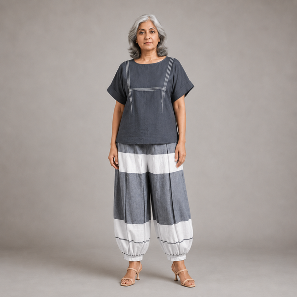 Koji Balloon Pants Set - Grey Checks