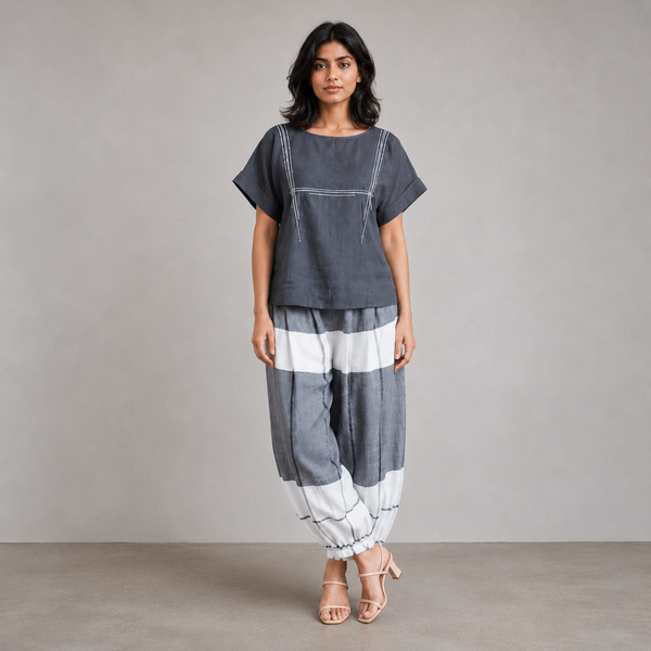 Koji Balloon Pants Set - Grey Checks