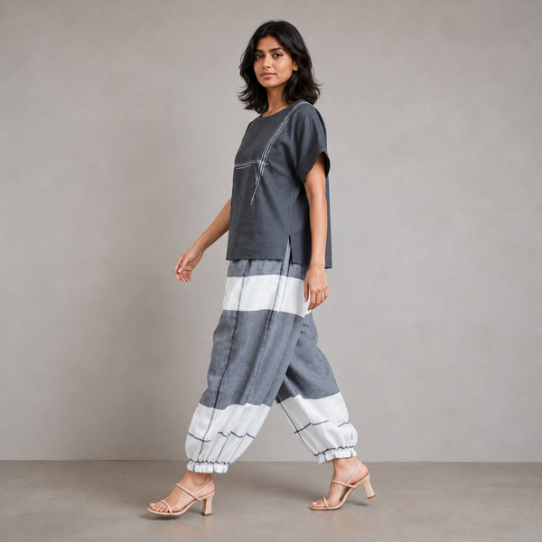 Koji Balloon Pants Set - Grey Checks