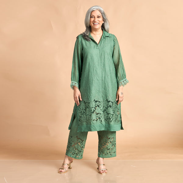 SOMA Cutwork Tunic Set - Forest Green