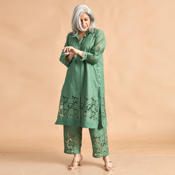 SOMA Cutwork Tunic Set - Forest Green