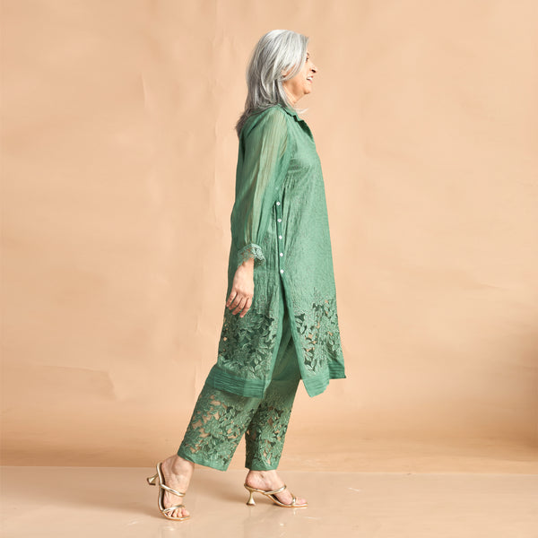 SOMA Cutwork Tunic Set - Forest Green