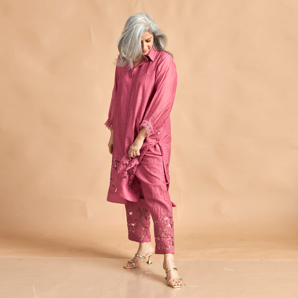 SOMA Cutwork Tunic Set - Rose Pink