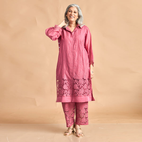 SOMA Cutwork Tunic Set - Rose Pink