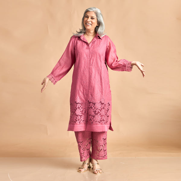 SOMA Cutwork Tunic Set - Rose Pink