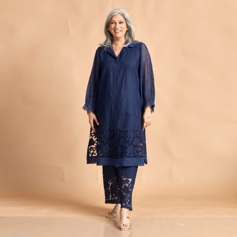 SOMA Cutwork Tunic Set - Navy Blue (SOLD OUT)