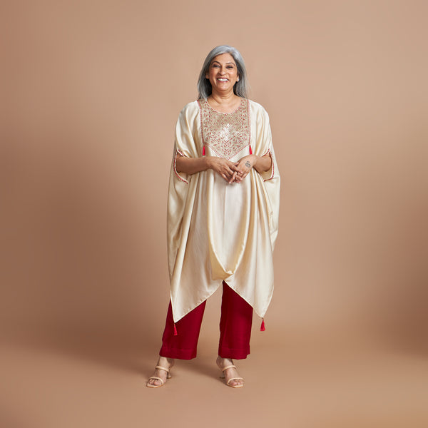 ANANTA Kaftan Set - Ivory Red