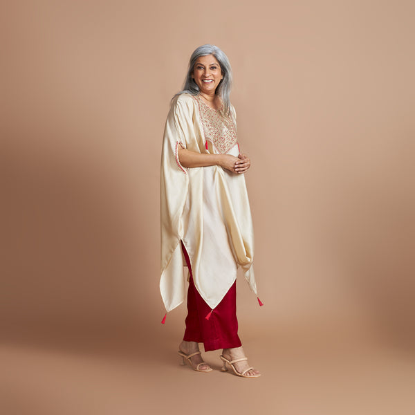 ANANTA Kaftan Set - Ivory Red