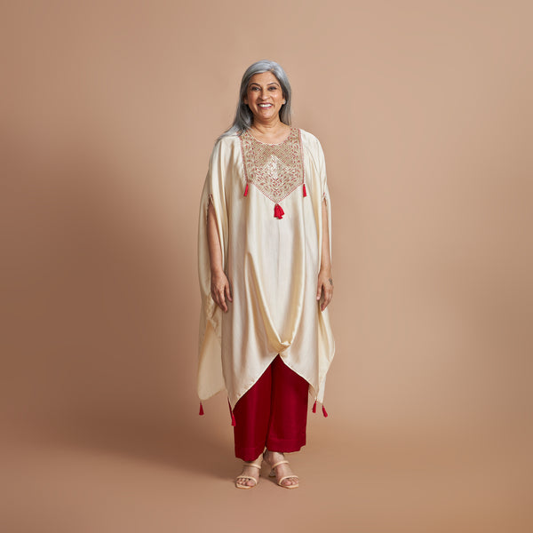ANANTA Kaftan Set - Ivory Red