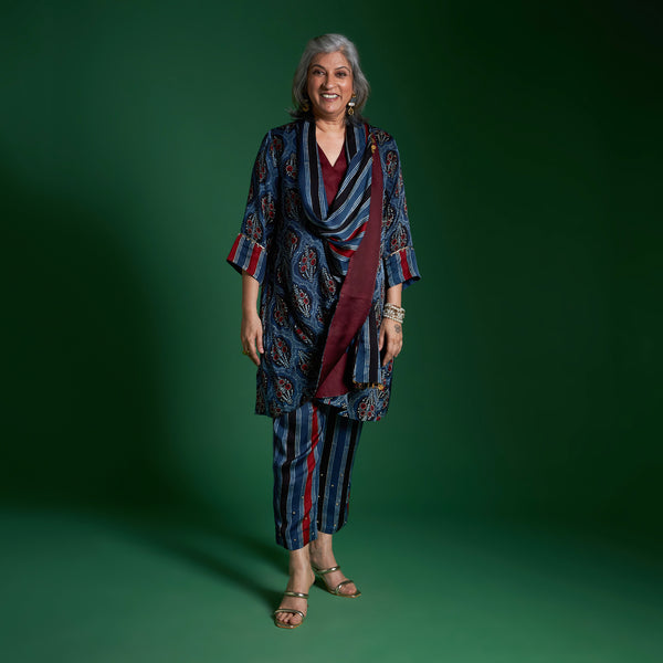 NORI Jacket 3 piece SET - AJRAKH Blue Print