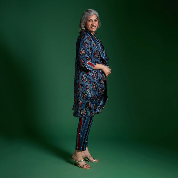 NORI Jacket 3 piece SET - AJRAKH Blue Print