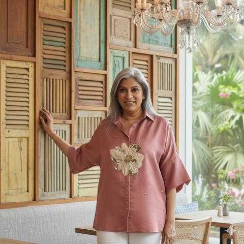 GIN Oversize Shirt - Pastel with Applique (SALE)