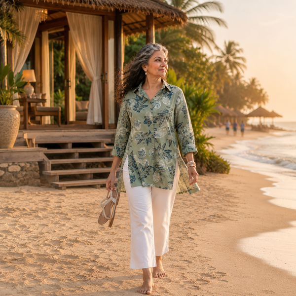 UMI Shirt - Wild Sage Printed Linen