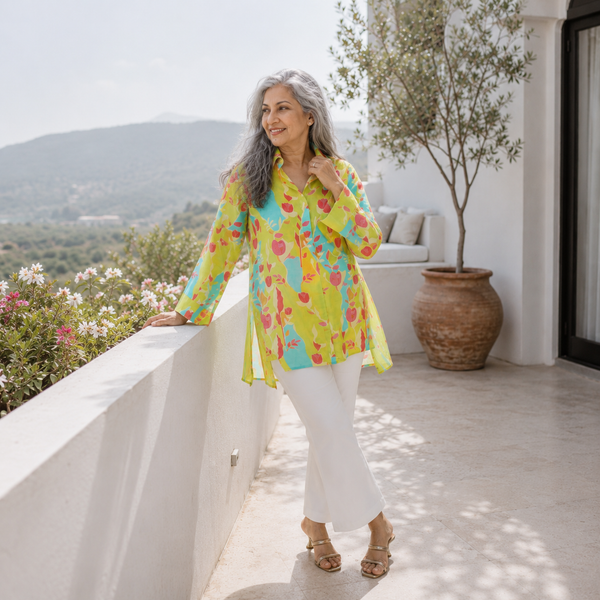 UMI Shirt - Lime Green Muslin Print (LAST PIECES)