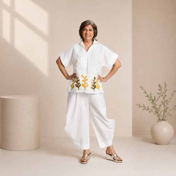 RABIA SAMAIRA Set - Ivory with Seaweed embroidery