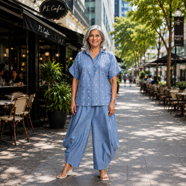 RABIA Samaira Set - Blue Chambray
