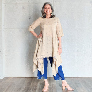 Koi Tunic with Simi Pants - Beige and Blue
