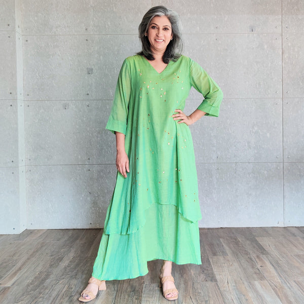 Mirai 2 layered Dress - Lime Green