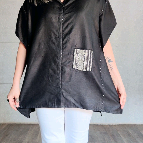 NARA Kaftan shirt - Black Silk