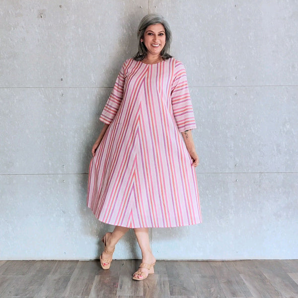 Runa Stripe Dress - Pink Mauve