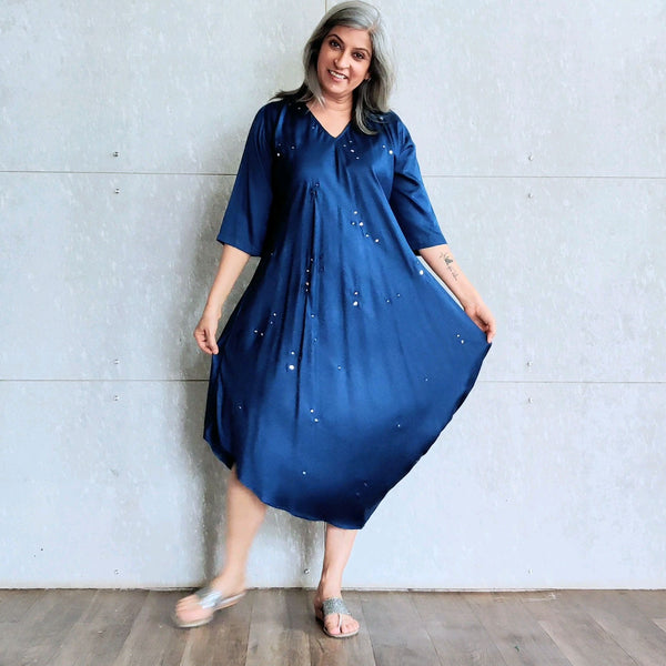 Tashi Cowl Dress - Navy Blue (LAST PIECES)