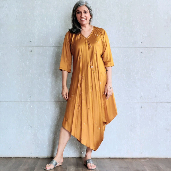 Tashi Cowl Dress - Yellow Ochre (SOLD OUT)